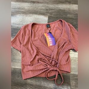 Tie Front Cropped Tee